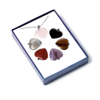 Edelsteen hart-vormige hanger ketting met 6 uitwisselbare stenen